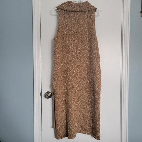 Anthropologie Cowl Neck Sweater Dress Size Large Sleeveless Heathered Brown - Picture 9 of 9